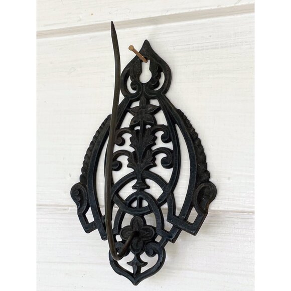 Antique Cast Iron Eastlake Style Bill/Receipt/paper Spike Wall Hanging Floral - Picture 8 of 10